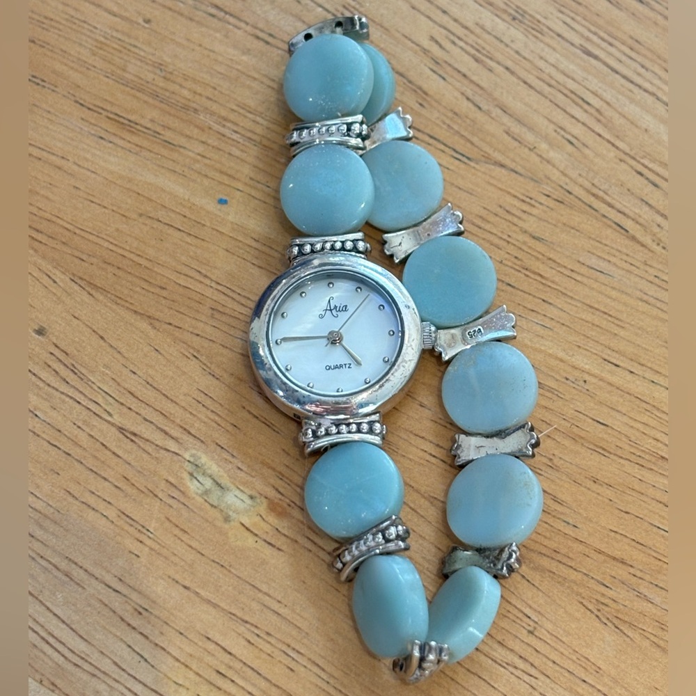 Vintage Aria Sterling silver and stone watch